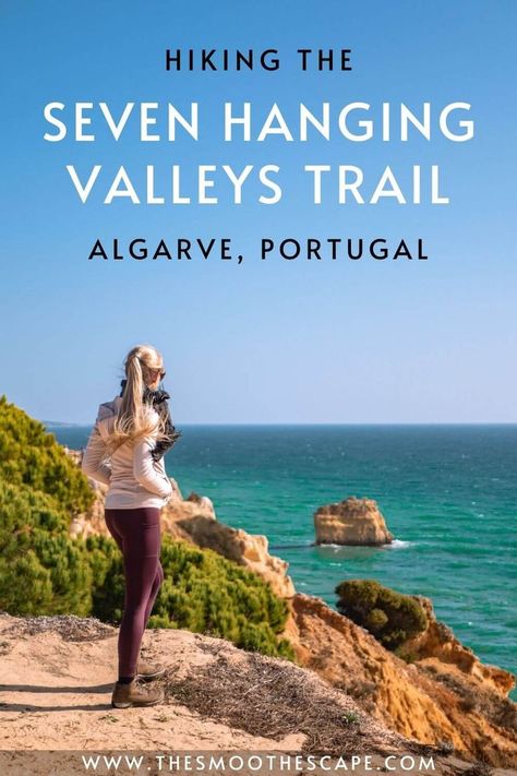 The Seven Hanging Valleys Trail is one of the most beautiful hikes in the Algarve in southern Portugal and features spectacular coastal landscapes, sea stacks and jaw-dropping views of the Atlantic Ocean. Here's everything you need to know about this hike, including where to start, the best time to hike, where to stay and more. Things to do in Algarve Portugal | Portugal photography | Portugal things to do | Portugal hikes Portugal Hikes, Portugal Hiking, Southern Portugal, Portugal Photography, Portugal Beach, Portugal Vacation, Beach Village, Portugal Travel Guide, Hiking Photography