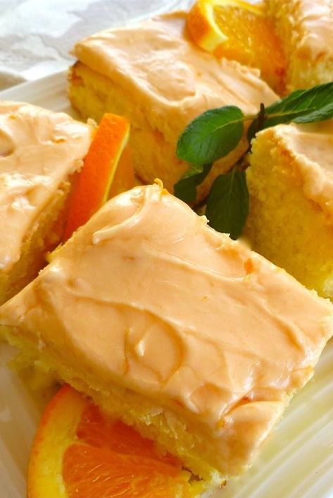 Orange Coffee Cake, Orange Cake Easy, Orange Juice Cake, Cake Portions, Orange Dessert, Baking Treats, Orange Frosting, Orange Food Coloring, Orange Cake Recipe