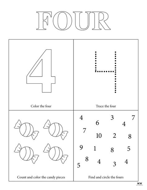 Choose from fifteen unique Number 4 tracing worksheets to help your young learner master this number. Print from home. 100% FREE! Number 4 Activities For Preschool, Number 4 Worksheets For Preschool, Number 4 Worksheet, Preschool Numbers, Free Printable Alphabet Worksheets, Preschool Number Worksheets, Printable Alphabet Worksheets, Free Printable Numbers, Numbers Worksheets