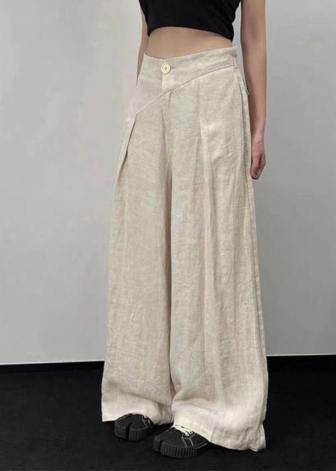 Fitted Linen Pants, Linen Style Fashion, Tunic Outfit, Linen Wide Leg Pants, Linen Blend Pants, Wide Leg Linen Pants, Diy Sewing Clothes, Fall Fabric, Pantalon Large