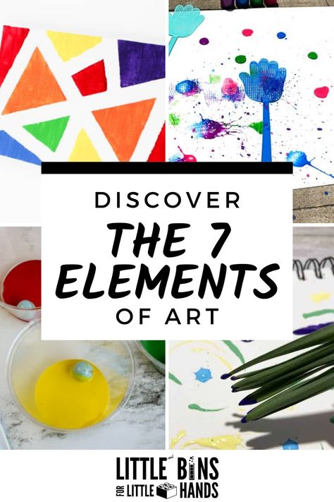 Doing art with kids at home or in the classroom? Then you will want to think about the 7 elements of art! Explore what the 7 elements of art are, why they are important and helpful tips for how to teach them to kids. Plus, you’ll find examples of fun and easy art projects you can use! Make sure to download the free 7 Elements of Art printable below. Elements Of Art For Preschool, Elements Of Art Preschool, Teaching Art To Kindergarteners, Space Art Element Projects, Art Elements For Kids, Art Lessons For Preschoolers, Teaching Art To Preschoolers, Elements Of Art For Kindergarten, Elements Of Art Activities