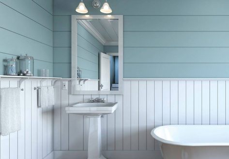 Bathroom With Wainscoting, Bathroom Wainscoting Ideas, Modern Wainscoting Ideas, Modern Wainscoting, Bathroom Wainscoting, Shiplap Paneling, Wainscoting Ideas, Installing Wainscoting, Beadboard Bathroom