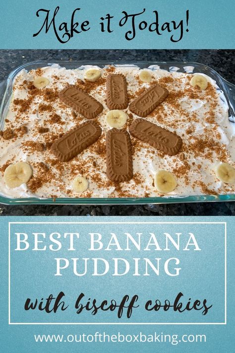 Best Banana Pudding with Biscoff Cookies Recipe Creamy Pudding Desserts, Cookie Butter Banana Pudding, Banana Pudding With Biscoff Cookies, Biscoff Banana Pudding, Quotes About Baking, Biscoff Banana, Biscoff Cookie Recipe, Banana Pudding Cookies, Vanilla Pudding Recipes