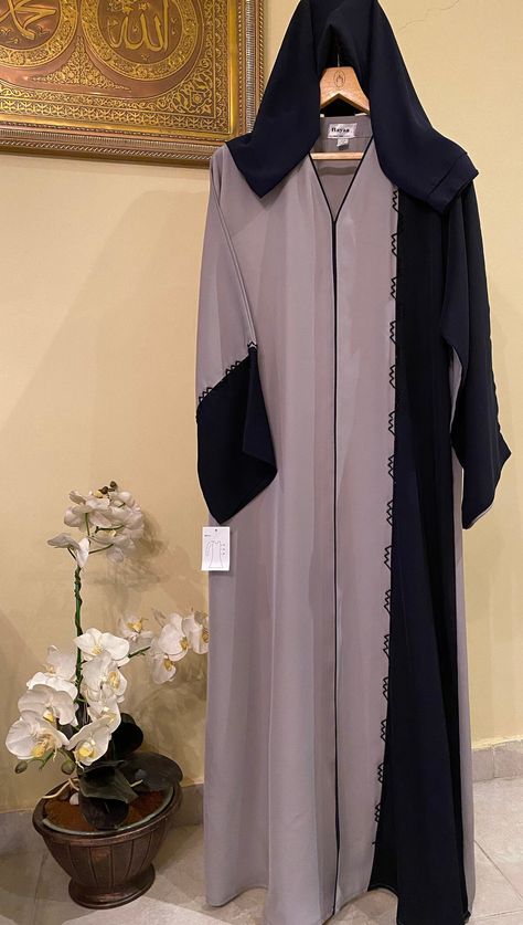 Stitched Black Beads Abaya Dress with Hijab for Women (Front Open) Color: Navy Blue and Light Gray [ Made In Kuwait ] Georgette and Polyester Blend Abaya in 4 different sizes. Delivered with matching chiffon hijab.  Size:  [S] Chest- 20 inch       Waist - 22 inch       Hips - 26 inch       Sleeves - 23 inch       Shoulder - 14 inch       Length - 54 inch [M] Chest- 22 inch        Waist - 23 inch        Hips - 27 inch        Sleeves - 22 1/2 inch        Shoulder - 14 1/2 inch        Length - 55 inch   [L]  Chest- 23 inch        Waist - 24 inch        Hips - 28 inch        Sleeves - 24 inch        Shoulder - 15 1/2 inch        Length - 56 inch [XL] Chest- 24 inch          Waist - 25 inch          Hips - 29 inch          Sleeves - 24 inch          Shoulder - 16 inch          Length - 58 inch Abaya With Khimar, Abaya Plus Size, Abaya With Hijab, Arabic Abaya, Eid Abaya, Simple Abaya, Abaya Pattern, Modern Abaya, Stylish Kurtis