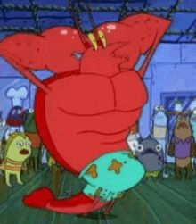 Larry The Lobster Spongebob, Spongebob Dancing, Larry Lobster, Lobster Painting, Spongebob Screenshots, Larry The Lobster, Marion Ross, Gary The Snail, Spongebob Pics