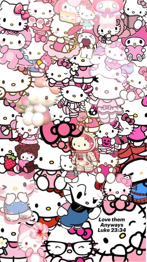 Hello kitty pink Jesus bible quote bows Sanrio my melody Luke 23:34 Hello Kitty Room Wallpaper, Hello Kitty Wallpaper Collage, Hello Kitty Wallpaper Samsung, Hello Kitty Wall Paper, Hellokittycore Wallpaper, Hello Kitty Aesthetic Wallpaper, Cute Hello Kitty Wallpaper, Hello Kitty Collage, Hello Kitty Phone Wallpaper