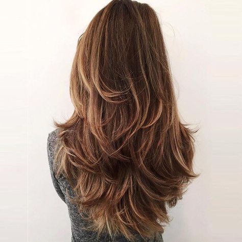 Long Layered V Cut for Thick Hair Layered Thick Hair, Hair Layers, Layered Haircuts For Women, Layered Haircuts With Bangs, Haircuts For Long Hair With Layers, Haircuts Ideas, Hairstyles For Layered Hair, Long Layered Haircuts, Vlasové Trendy