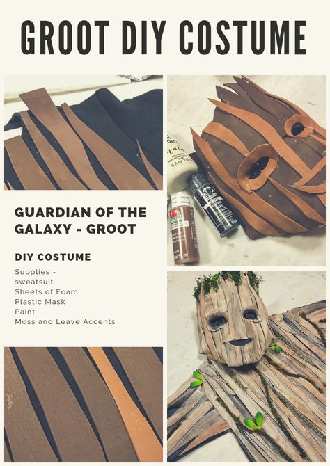 Groot Costume For Kids, Groot Halloween Costume, Diy Galaxie, Groot Costume, Boys Halloween Costumes Diy, Cardboard Costume, Tree Costume, Diy Costumes Women, Diy Galaxy