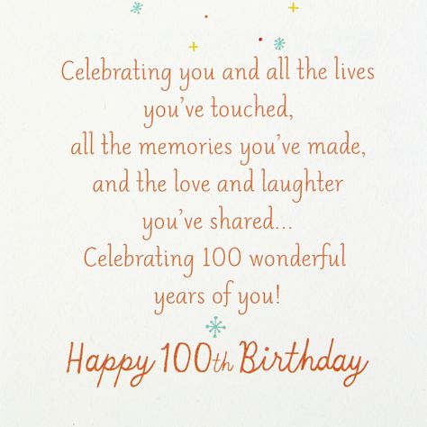 Happy 100th Birthday Quotes, Happy 100th Birthday Wishes, 100th Birthday Card Ideas, 100th Birthday Quotes, Happy 96th Birthday, Happy 98th Birthday, Birthday Verses For Cards, 100 Birthday, 98th Birthday