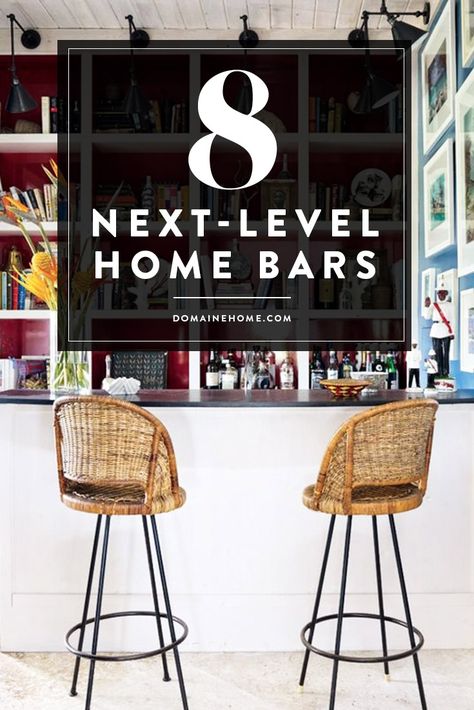 A look at 8 of the most inspiring home bar designs. Vintage Bar Area In Home, Bar Ideas For Home Living Rooms, Home Bar Lounge Room Ideas, Home Bar Aesthetic, Small Bar Ideas For Home, Bar Decoration Ideas, Bar Area Design, Bar In Living Room, Pool Room Ideas