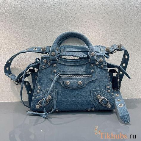 Balenciaga Neo Cagole XS Denim Blue Bag 26x11x18cm - tikhubs.ru Big Crochet Bag, Crochet Cloud, Bridesmaid Purses, Big Crochet, Flower Jade, Miniature Doll, Balenciaga Bag, Handmade Flower, Embroidered Bag