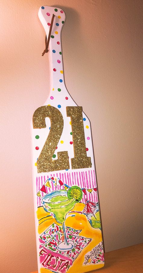 Lilly Pulitzer Fiesta Print // 21st Paddle // Sorority Paddle // Girly Paddle // Pink Paddle #cincodemayo #lillypulitzer #lilly21paddle #paddle #21stpaddle #fiesta #lillypaddle Sorority 21 Paddles, 21 Birthday Paddle, Birthday Paddle Sorority, 21 Paddle Sorority, 21 Paddle, 21st Paddle, 21st Birthday Paddle, Paddle Sorority, Shot Party