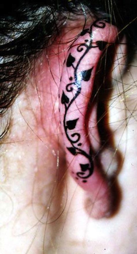 150 Sensuous Inner-Behind The Ear Tattoos (Ultimate Guide, July 2019) - Part 8 Flower Vine Tattoos, Ivy Tattoo, Behind Ear Tattoos, Outer Ear, Ear Tattoos, Tattoo Zeichnungen, Vine Tattoos, Sunflower Tattoos, White Tattoo