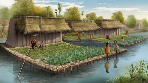 Aztec Floating Garden, Aztec Agriculture, Ancient Farming, Floating Gardens, Floating Village, Pond Pool, Urban Habitat, Farming System, Ancient Aztecs