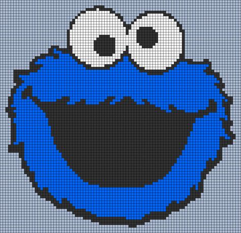 Cookie Monster Alpha Pattern, Cookie Monster Crochet Pattern, Animated Cute, Crochet Quilt Pattern, Monster Pillows, Tapestry Ideas, Graph Paper Designs, Crochet Monsters, Graph Crochet