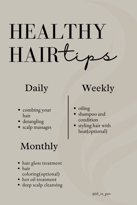 An easy guide to a beginner's journey for healthy hair routine and tips. Hair Care Routine For Beginners, Soft Hair Routine, Health Hair Tips, How To Make Your Hair Healthy, Fine Hair Routine, Wavy Hair Routine For Beginners, Hair Care Schedule, Good Hair Routine, Weekly Hair Routine