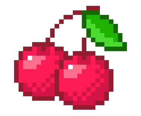 Cherry Pixel Art, Pixel Art Fruit, Pixel Cherry, Pixel Fruit, Pixel Aesthetic, Pixel Png, Waves Icon, Pix Art, Pixel Art Games