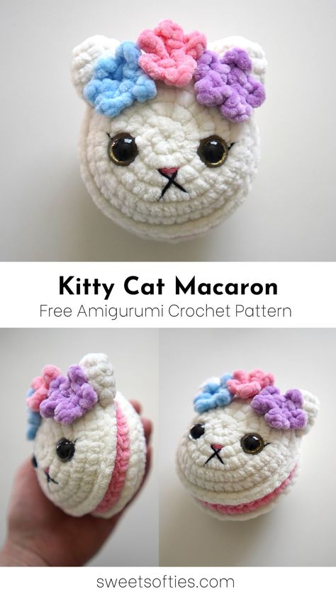 Crochet Macaron Pattern Free, Asian Crochet, Kawaii Crochet Pattern Free, Macaron Sweet, Keychain Patterns, Hello Kitty Crochet, Giraffe Crochet, Fall Crochet Patterns, Crochet Baby Sandals