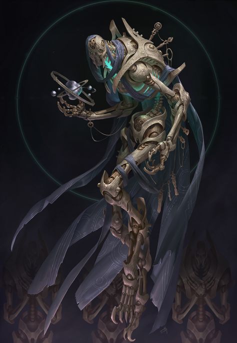 ArtStation - The Council Of Archmage NO.3 -Lead of Soulbinders Ancient Robot Concept Art, Dnd Machine Monster, Techno Magic Concept Art, Machine God Concept Art, Clockwork Monster, Dnd Bosses, Steampunk Monster, Monsters Rpg, 다크 판타지