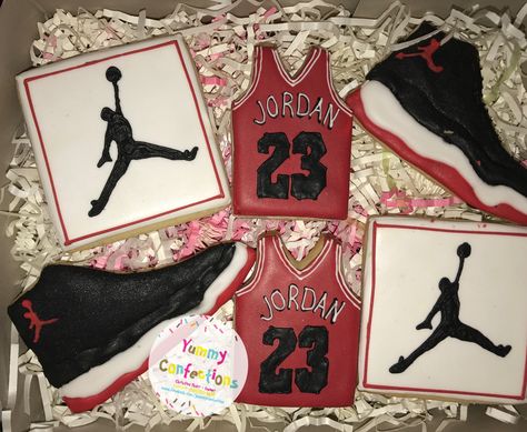 Air Jordan Cookies Decorated, Michael Jordan Cookies, Jordan Cookies Decorated, Jordan Cookies, Jordan Birthday, Shoe Cookies, Jordan Shoe, S Cookies, Jordan 4’s