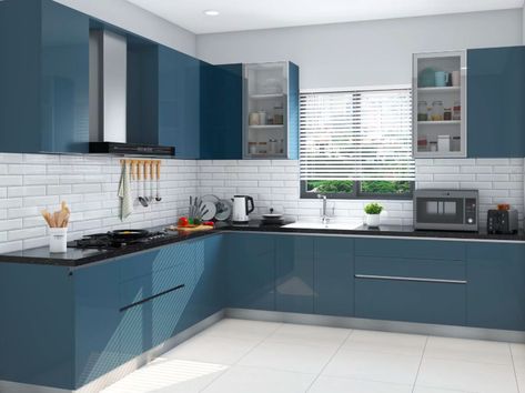 L Shaped Kitchen Interior, Parallel Kitchen Design, L Shaped Modular Kitchen, Kitchen Colour Combination, Modular Kitchen Cabinets, Interior Dapur, Kitchen Design Color, Kitchen Modular, Kabinet Dapur