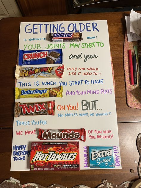 Anniversary Candy Bar Poster, Birthday Candy Poster, Candy Birthday Cards, Candy Posters, Candy Boards, Candy Bar Poster, Homemade Birthday Gifts, Candy Card, Secret Sister Gifts