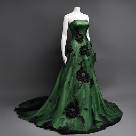 Fanfic Ideas, Alicent Hightower, Dark Green Dress, Style Bundle, Amazing Dresses, Dresses Beautiful, Fantasy Dresses, Prom Dress Inspiration, Gothic Wedding