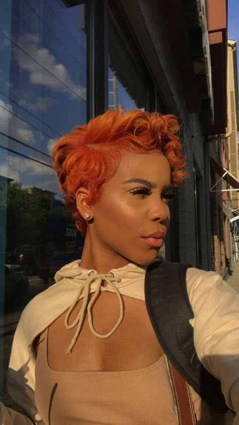 Burnt Orange Hair, Hair Orange, Dyed Natural Hair, Hair Laid, Penteado Cabelo Curto, Hair Images, Short Natural Hair Styles, Female Character, Orange Hair