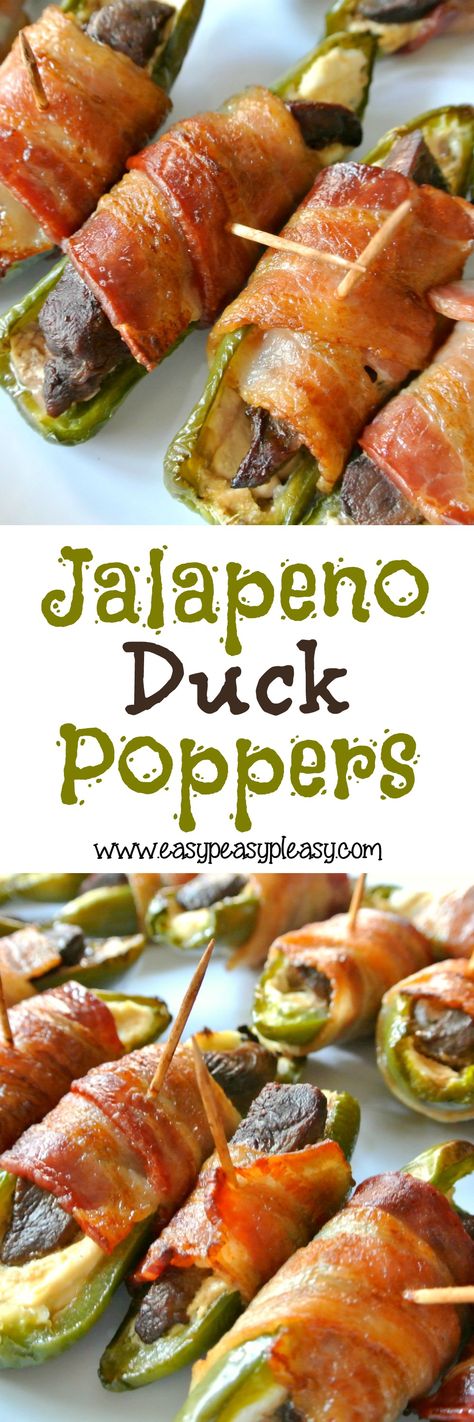 Duck Poppers, Wild Duck Recipes, Duck Breast Recipe, Goose Recipes, Wild Game Recipes, Venison Recipes, Recipes Delicious, Duck Recipes, Jalapeno Poppers