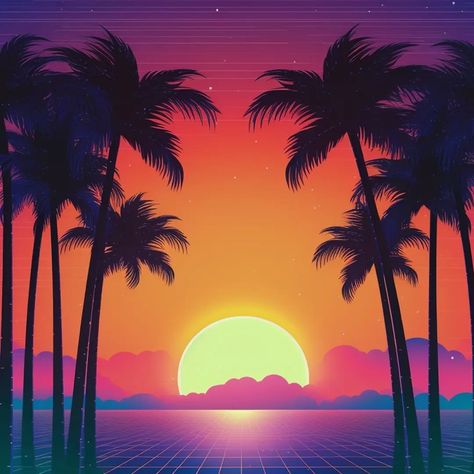 #vaporwave #synthwave Vaporwave Vaporwave Beach, Beach Vaporwave, Synthwave Art, Vaporwave Aesthetic, Beach Paradise, Summer Aesthetic, Paradise, California, Drawings