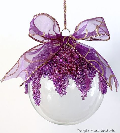 Seed Beads Design Ornament 1:00 AM Gail @Purple Hues and Me clear glass ornaments, DIY Challenge 13 commentsSeed Beads Design Ornament Seed Bead Ornaments, Glass Ornaments Diy, Purple Ornaments, Purple Christmas Ornaments, Twine Flowers, Christmas Crafts Diy Projects, Clear Glass Ornaments, Beads Design, Clear Ornaments