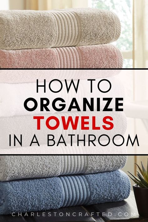 how to organize towels in a bathroom Towel Organizer Bathroom, Bathroom Shelving For Towels, Spa Towel Storage, Where To Store Towels In Small Bathroom, Organized Towel Closet, Washcloth Storage Ideas, How To Store Bath Towels, Ideas For Towel Storage In Bathroom, How To Decorate Towels In Bathroom