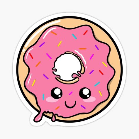 "Kawaii Donut" by BlessedbyGaia | Redbubble Donuts Stickers, Kawaii Donut, Donut Drawing, Donut Cartoon, Donut Sticker, Kawaii Party, Donut Logo, خريطة ذهنية, Cooler Painting