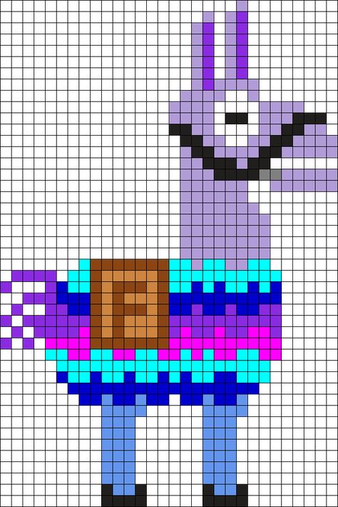 Fortnite Llama Perler Bead Pattern / Bead Sprite Fortnite Perler Bead Patterns, Fortnite Crochet, Fortnite Pixel Art, Fortnite Llama, Kandi Cuffs, Easy Perler Bead Patterns, Pearl Beads Pattern, Fuse Bead Patterns, Perler Bead Templates