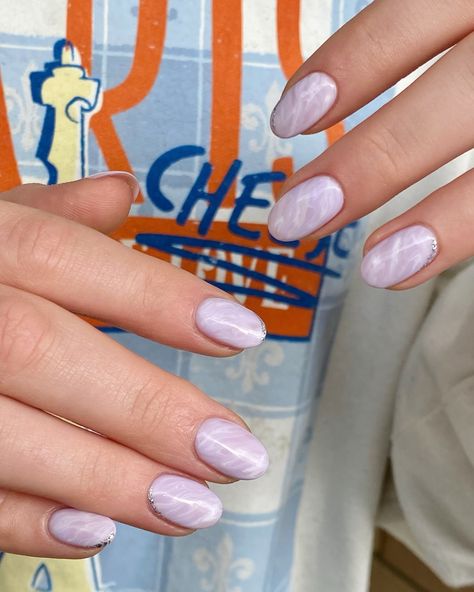 💜 Lilac marbling 💜 | BIAB manicure with gel polish and level 1 nail art | @melissa.fltx 🦄 Biab Manicure, Marble Nail Art, Marble Nails, Marbling, Gel Polish, Lilac, Manicure, Marble, Nail Art