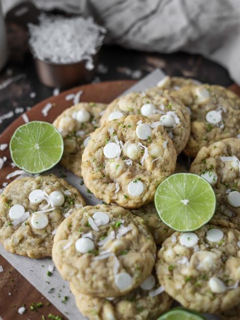 Coconut Lime Cookies - Sugared & Stirred Coconut Lime Cookies, Egg Alternatives, Coconut Buttercream, Lime Cookies, White Chocolate Chip Cookies, Coconut Cookies, Perfect Cookie, Lime Zest, Soft Cookie