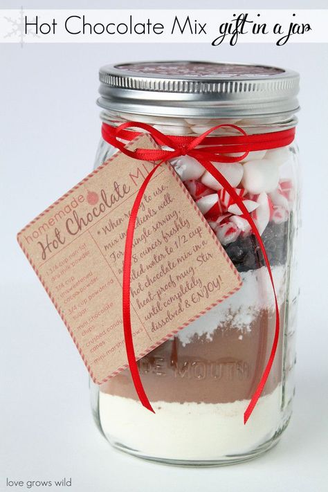 Homemade Hot Chocolate Mix - This recipe makes the most delicious hot chocolate ever! So rich and creamy with the perfect amount of sweetness. Love this layered Gift in a Jar idea for the holidays! Gift In A Jar, Jar Projects, Homemade Hot Chocolate Mix, Delicious Hot Chocolate, Mason Jar Meals, Ge Bort, Homemade Hot Chocolate, Chocolate Caliente, Hot Chocolate Mix