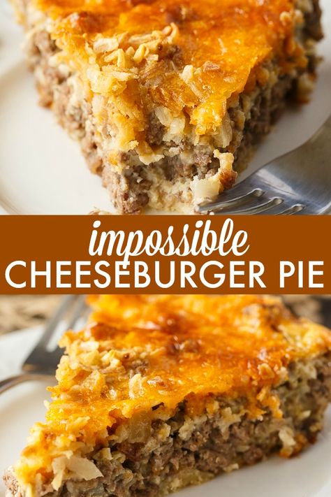 Easy Meat Pie Recipe, Impossible Cheeseburger Pie, Impossible Cheeseburger, Meat Pie Recipe, Cheeseburger Pie, Bisquick Recipes, Diner Recept, Beef Casserole Recipes, Ground Beef Recipes For Dinner