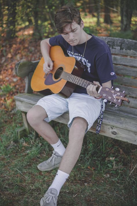 Guitar Pose, Man Playing Guitar, Furniture Images, Grey Clothing, Clothing Apparel, Playing Guitar, Hd Wallpaper, Bench, Guitar