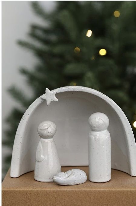 WONDROUS' DECO Porcelain Nativity Scene Set, Ceramic Holy Family Mini Nativity Figures, Small Modern Nativity Ornaments for Christmas Indoor Decoration, Unique Gift #christmas #decor #christmasdecor #nativity #star #foryou #merry #simple Ceramic Nativity Set, Nativity Scene Display, Ceramic Nativity, Nativity Scene Sets, Christmas Nativity Set, Christmas Tabletop, Nativity Ornaments, Ceramic Christmas Trees, Porcelain Ornaments