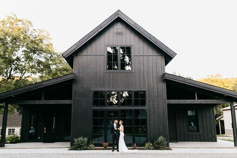 The 17 Coolest Barns to Get Married At in the United States - Green Wedding Shoes Black Modern Farmhouse, Barn Wedding Inspiration, Black Barn, Modern Barn House, Modern Farmhouse Exterior, Barn Style House, Modern Barn, Black House Exterior, Metal Building Homes