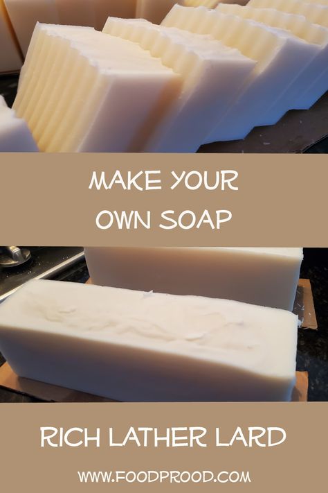 A rich lather and easy way to make your own soap, using lard! Lard Soap Recipe, Lye Soap Recipe, Beginner Soap Recipes, Natural Soap Making Recipes, Lard Soap, Make Your Own Soap, Small Holding, Lye Soap, Laundry Soap Homemade