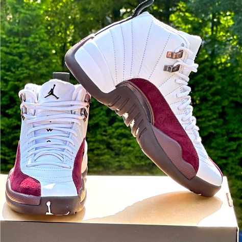 100% Authentic. Brand New In Original Manufacturer Half Box With No Sleeve Or Lid. Never Worn. Excellent Condition. Nike Air Jordan 12 Retro X A Ma Maniere White / Black - Burgundy Crush Sizes: Women's Size Us 7, 7.5 | Men's Size Us 5.5, 6 **I Welcome Fair Offers. Use The Offer Button And I Will Either Accept It Or Counter.** Style: Dv6989 100 The Air Jordan 12 Retro Sp A Ma Manire Are Constructed With Premium White Leather Uppers, Burgundy Suede Mudguard, And Are Tied Together With White Rope L Sequin Sneakers, Sneaker Displays, Jordan Shoes Girls, Air Jordan 12, Jordan Shoes Retro, Men Fashion Casual Shirts, Shoes Retro, White Rope, Air Jordan 12 Retro