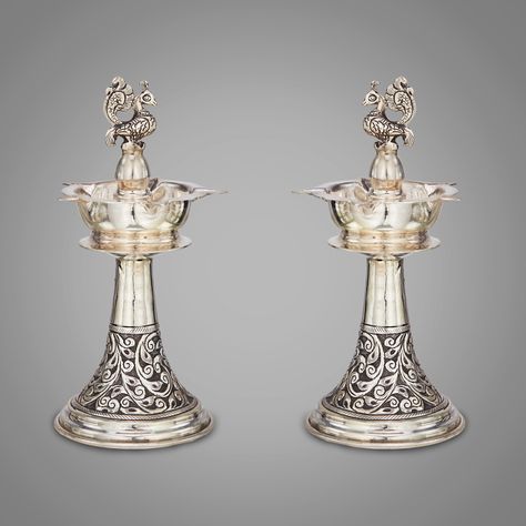 Buy Silver Lamps Online | Buy Silver Kuthu Vilaku Online | SVTM Jewels Silver Diya Designs, Silver Deepam Design Antique, Silver Deepam Lamps, Silver Diyas For Pooja, Silver Kundulu Designs, Antique Silver Pooja Items, Silver Deepam Design, Silver Lamps For Pooja, Silver Pooja Items Indian