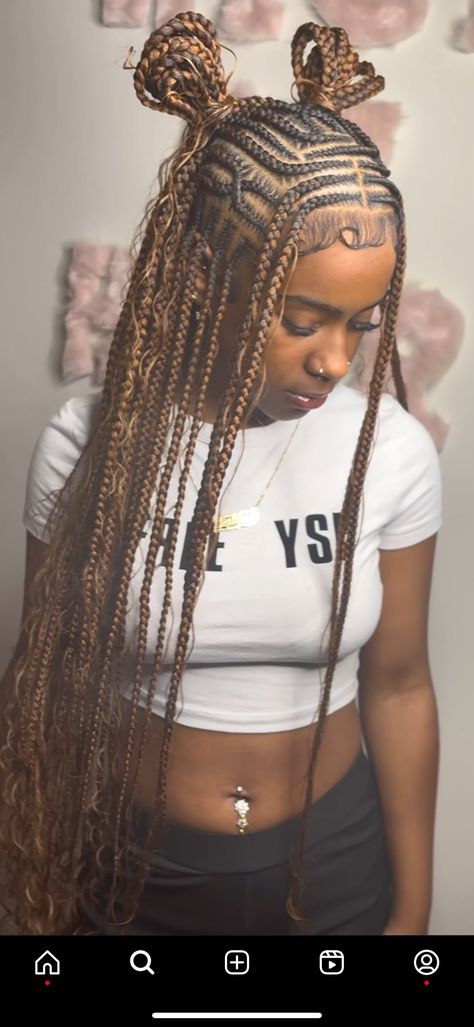 Cute Braids For Back To School, Besides Hairstyles For Black Women, Cute Hairstyles For Locks, Braids To Try Black Women, Cute Hairstyles For Back To School Black, Lemonade X Knotless Braids, Hairstyle For Black Girls Braided, Fulani Braids With Two Front Strands, Funnel Braids