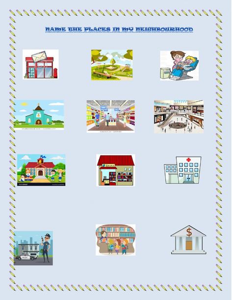 Vocabulary online worksheet for Grade 2. You can do the exercises online or download the worksheet as pdf. My Neighbourhood, Our Neighbourhood Worksheets, Places In The Community, Science Vocabulary, Kindergarten Learning Activities, 2nd Grade Worksheets, Community Helpers, Kindergarten Learning, School Subjects