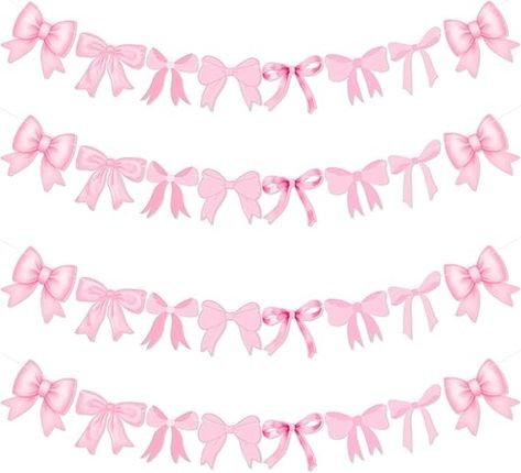 Amazon.com: 4Pcs Pink Bow Garland Banner, Pre Strung Pink Bow Banner Bow Party Decortions for Girls Bow Birthday Baby Shower Decorations, Coquette Birthday Party Coquette Bridal Shower, Bow Party Decor : Home & Kitchen Coquette Birthday Party, Bow Banner, Coquette Birthday, Bow Garland, Bow Birthday, Bow Party, Bow Baby Shower, Bow Pattern, Bridal Shower Theme