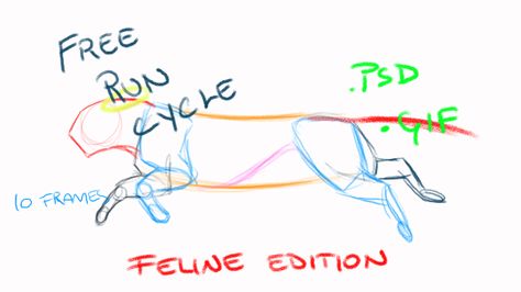 FREE RUN CYCLE feline animation by NorthernRed Animation Cycle, Animal Running, Walking Animation, Principles Of Animation, Pencil Test, Run Cycle, Dog Animation, Animation Sketches, Animation Reference