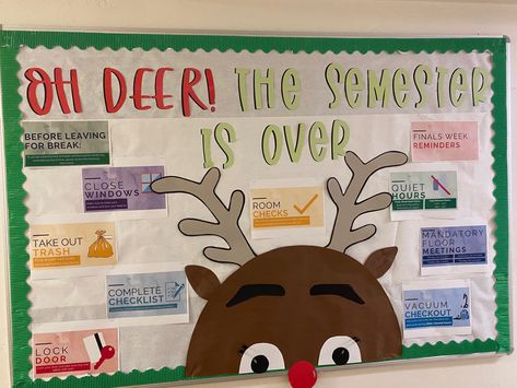 Finals Week Ra Board, December Bulletin Boards College, Christmas Ra Bulletin Board Ideas, December Ra Boards, Christmas Bulletin Board Ideas Ra, Fall Ra Board Ideas, Christmas Ra Bulletin Board, Ra Christmas Bulletin Boards, Holiday Bulletin Boards For Work