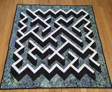 Maze Quilt Pattern, Labrynth Quilt Pattern, Labyrinth Walk Quilt, Labyrinth Quilt, Maze Quilt, Labyrinth Walk, Quilt Pattern Free, 3d Maze, Optical Illusion Quilts